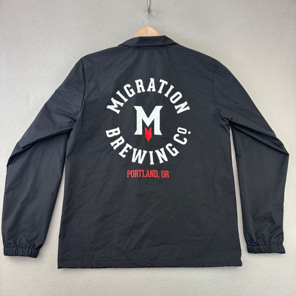 Independent Trading Co Migration Brewing Coach Jacket Mens L Black Windbreaker